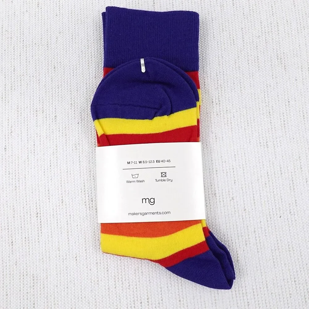 New Retro Striped Novelty Crew Socks Multi Color Candy Pattern M 7-11 W 8.5-12.5